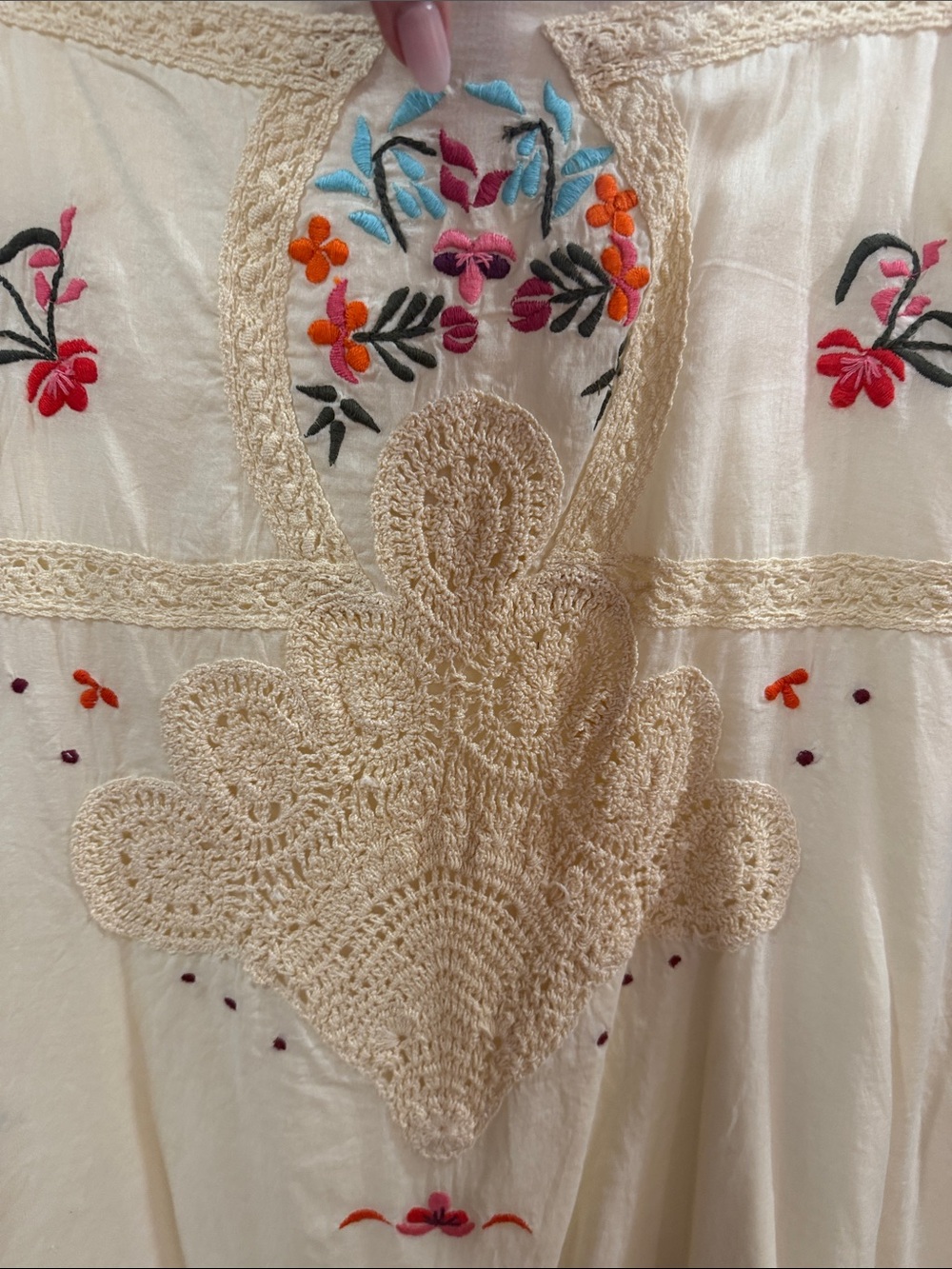 Free People Cream Embroidered A-Line Midi Skirt vintage Y2K 💘 - Picture 11 of 14